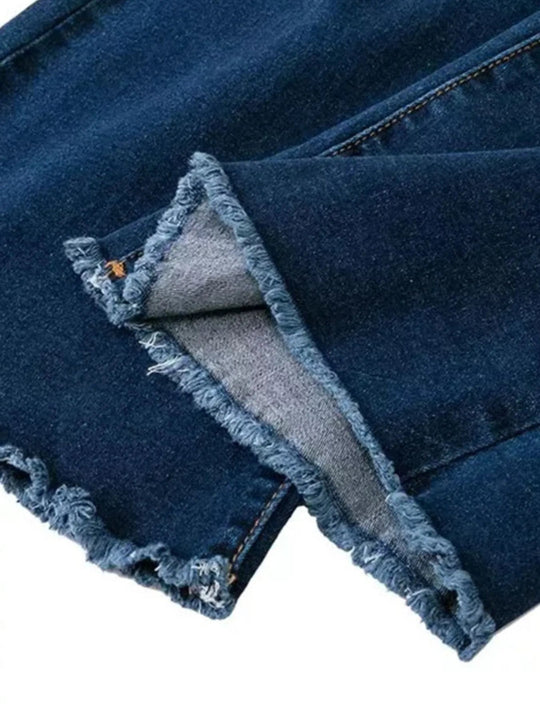 Full Size Distressed Raw Hem Flare Jeans Plus Size - Absolute Discounts