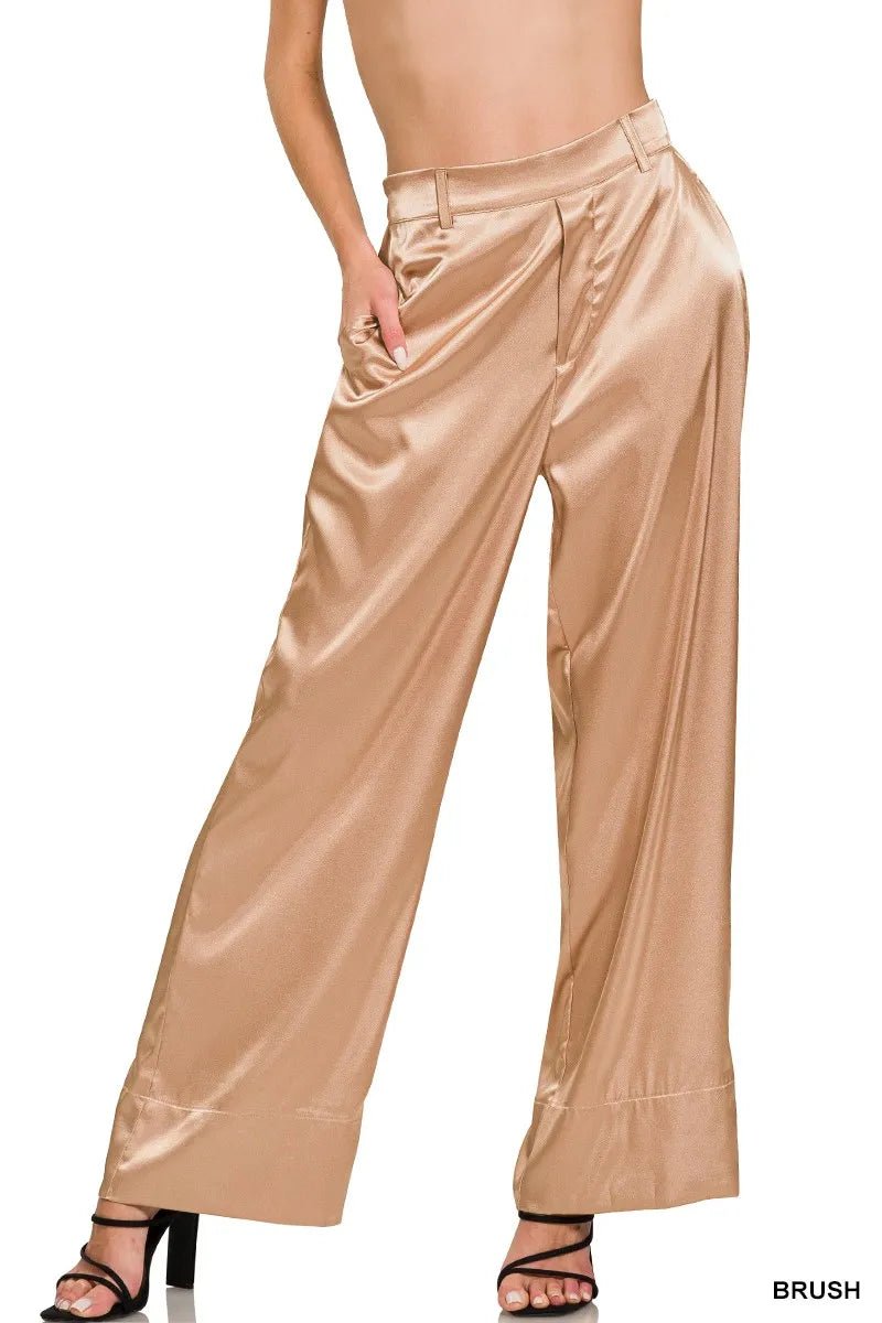 Zenana Wide - Leg Satin Pants - Absolute Discounts