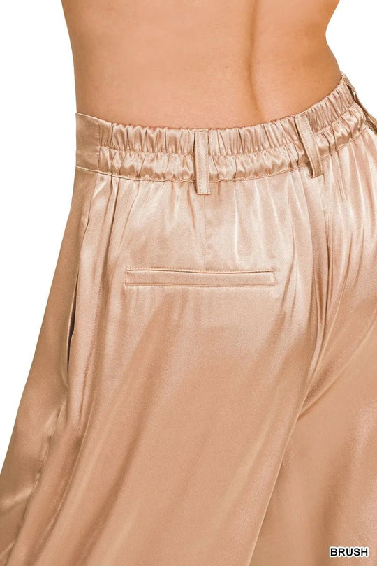 Zenana Wide - Leg Satin Pants - Absolute Discounts
