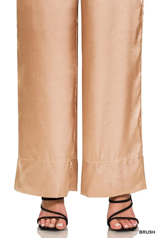 Zenana Wide - Leg Satin Pants - Absolute Discounts