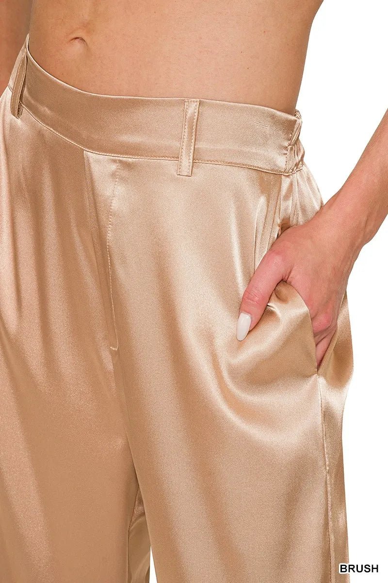 Zenana Wide - Leg Satin Pants - Absolute Discounts