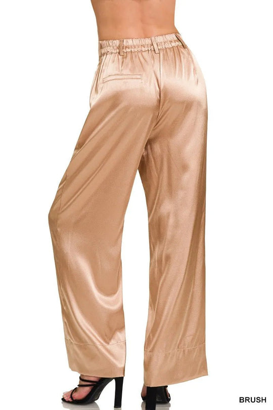 Zenana Wide - Leg Satin Pants - Absolute Discounts