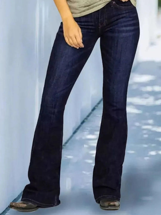 Full Size Wash Flare Jeans with Pockets Plus Size - Absolute Discounts
