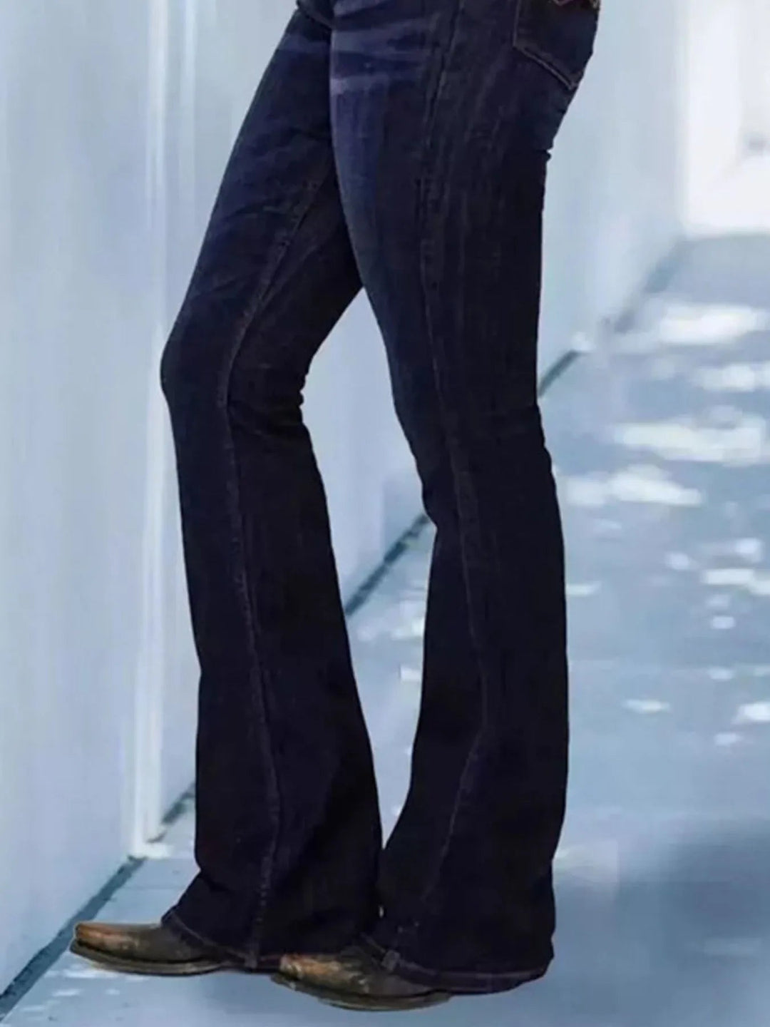 Full Size Wash Flare Jeans with Pockets Plus Size - Absolute Discounts