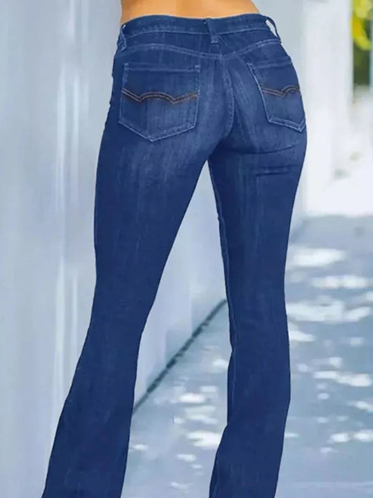 Full Size Wash Flare Jeans with Pockets Plus Size - Absolute Discounts