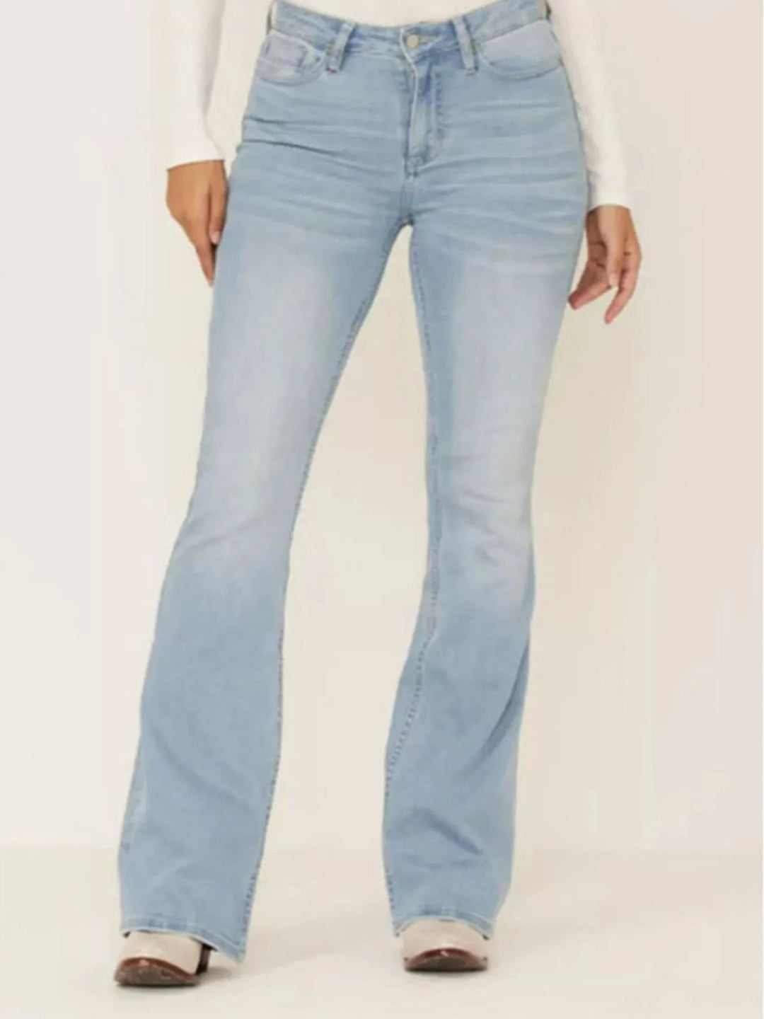Full Size Wash Flare Jeans with Pockets Plus Size - Absolute Discounts