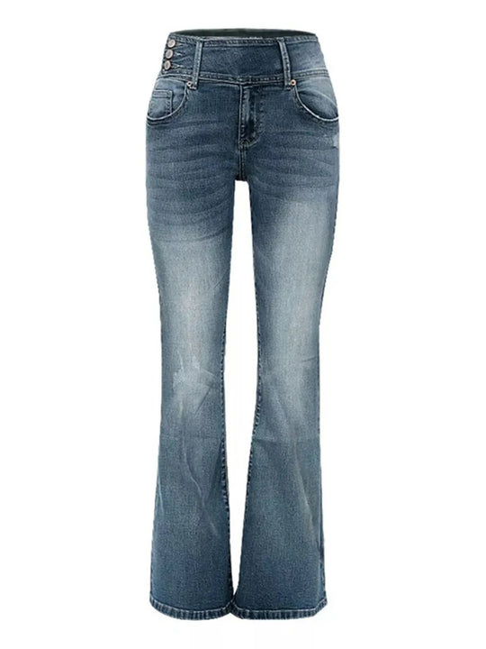 Full Size Vintage Wash Flare Jeans Plus Size - Absolute Discounts