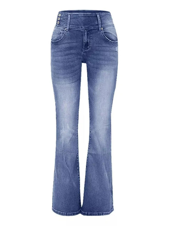 Full Size Vintage Wash Flare Jeans Plus Size - Absolute Discounts