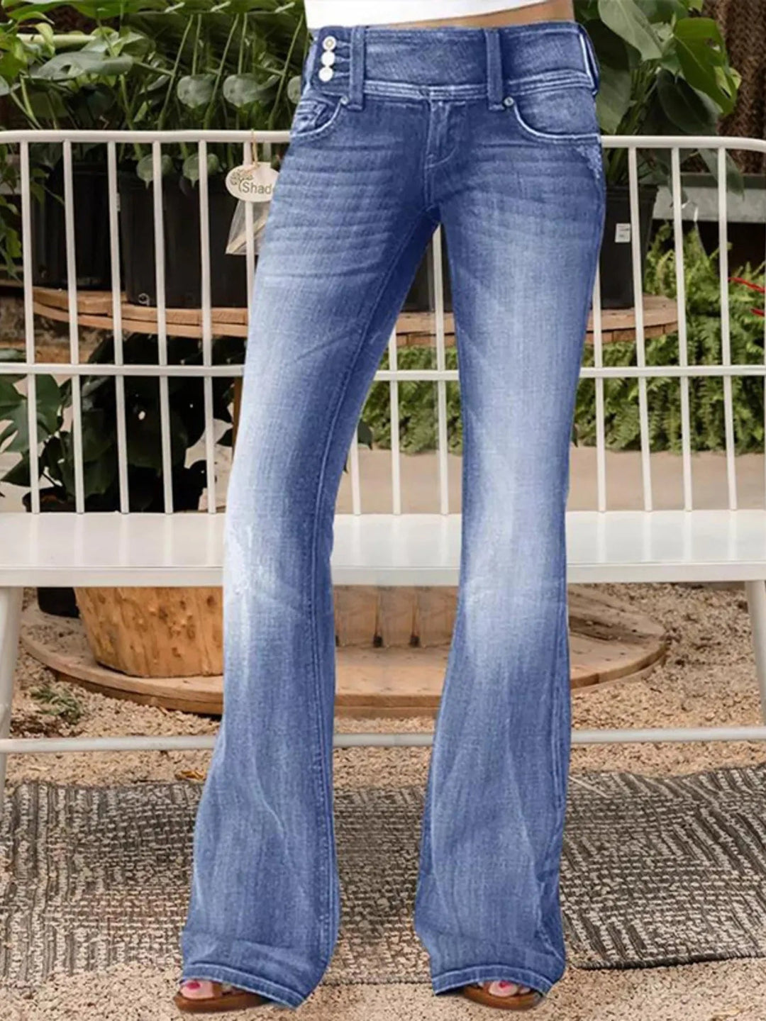 Full Size Vintage Wash Flare Jeans Plus Size - Absolute Discounts