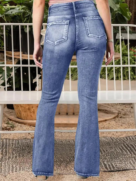 Full Size Vintage Wash Flare Jeans Plus Size - Absolute Discounts