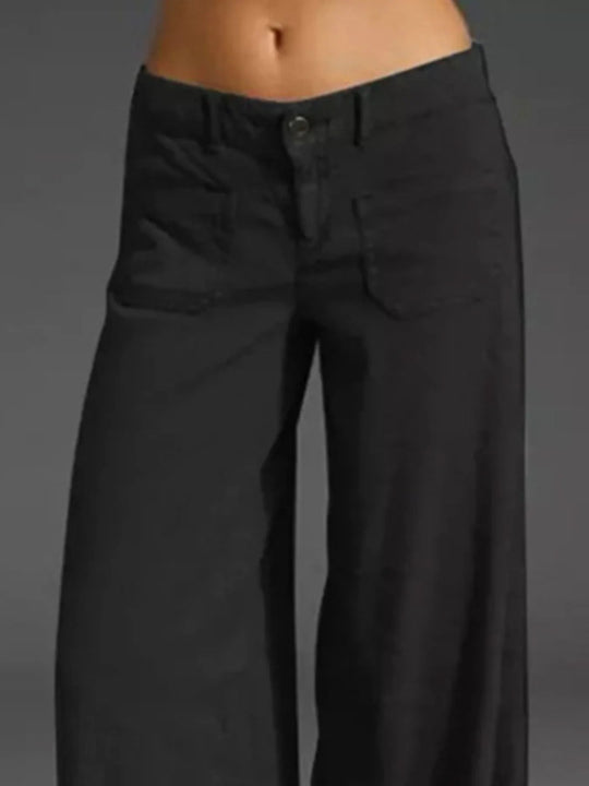 Full Size Wide Leg Pants with Pockets Plus Size - Absolute Discounts