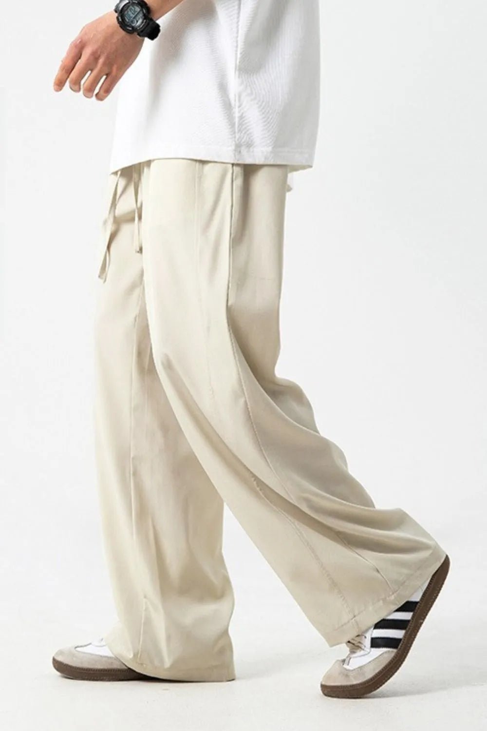 Men's Drawstring Wide Leg Pants - Absolute Discounts