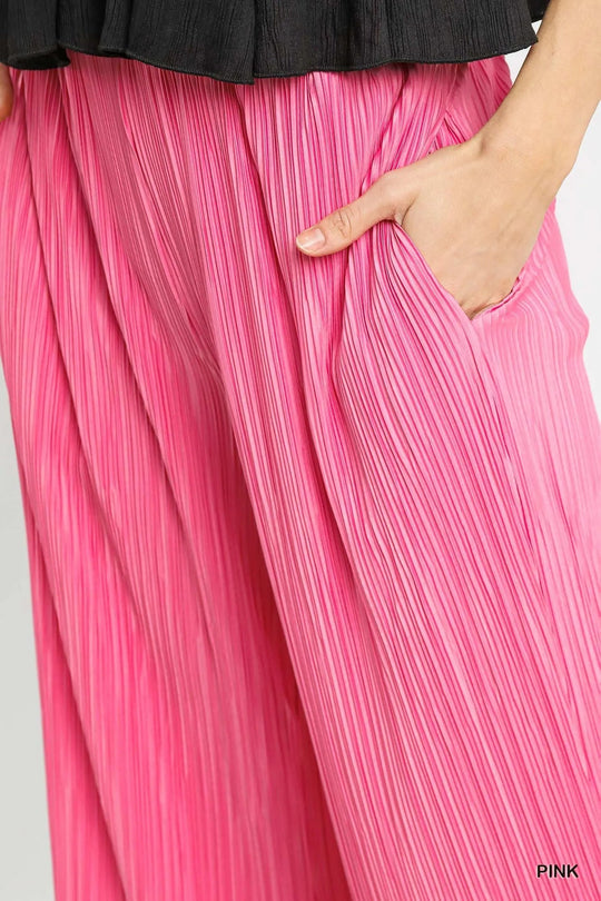 Umgee Wide Leg Textured Pants - Absolute Discounts