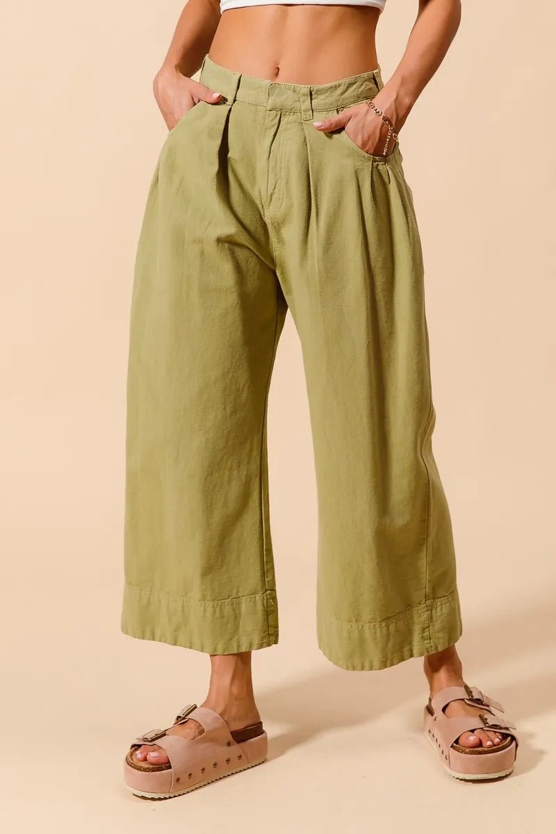 SO ME Mid Rise Wide Leg Chino Pants With Pockets - Absolute Discounts