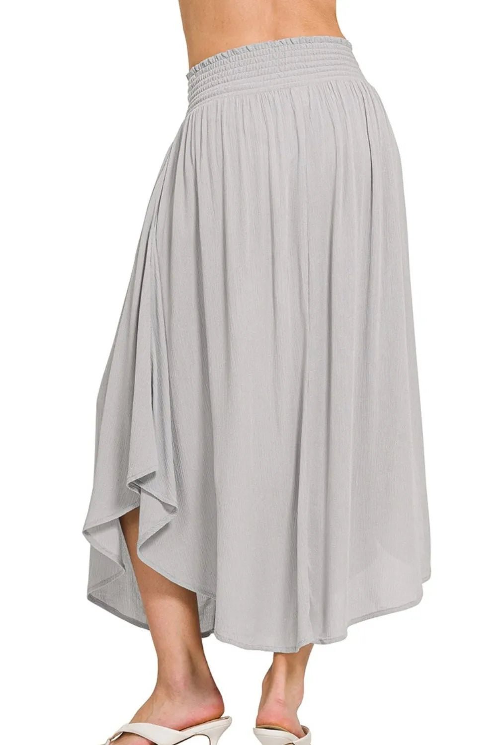 Zenana Woven Crinkle Smocked Waist Maxi Skirt W Pockets - Absolute Discounts