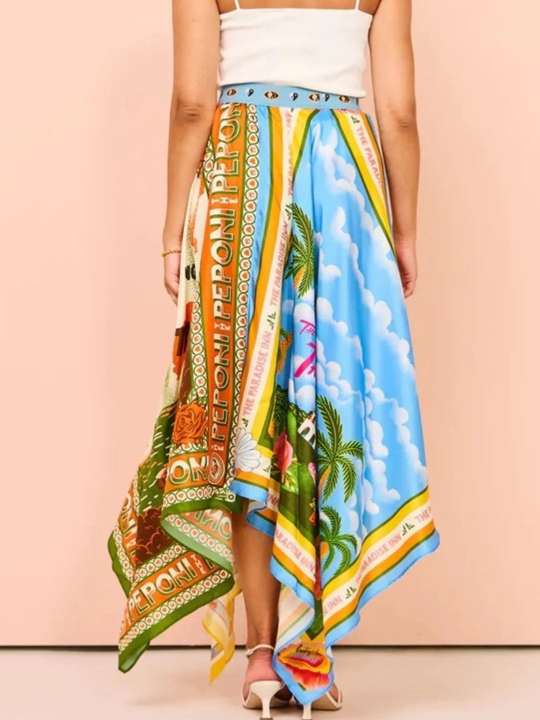 Printed Asymmetrical Hem Maxi Skirt - Absolute Discounts