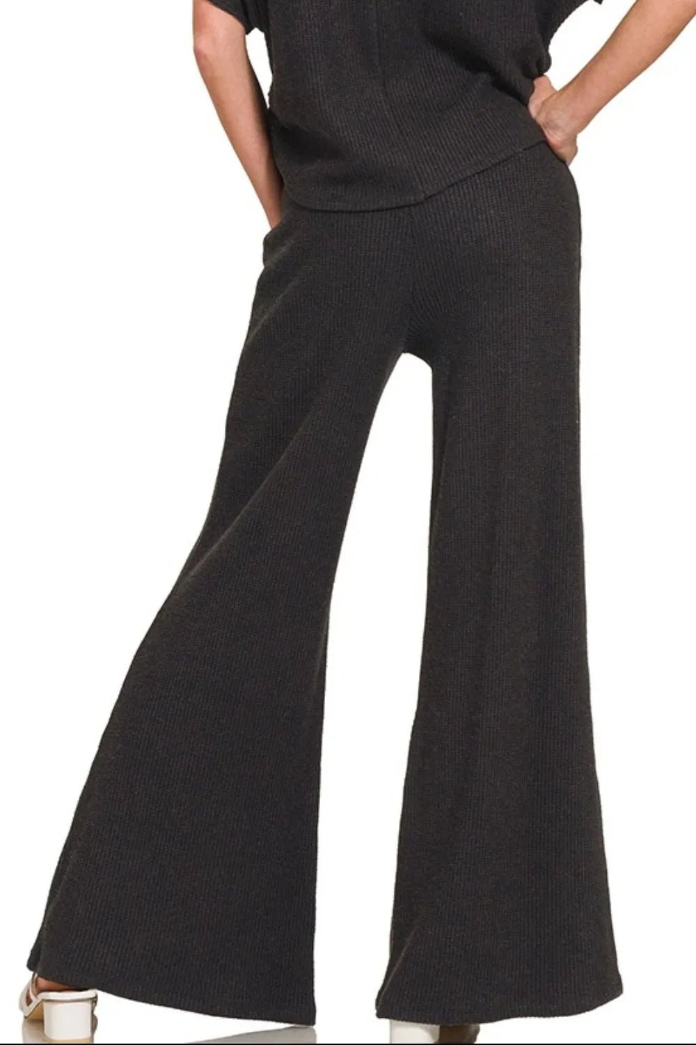Zenana Wide Leg Flare Sweater Pants - Absolute Discounts