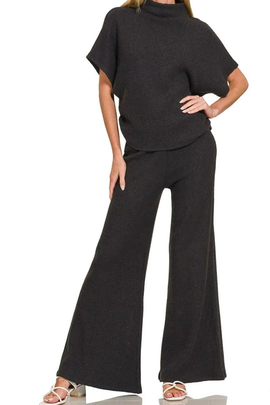 Zenana Wide Leg Flare Sweater Pants - Absolute Discounts