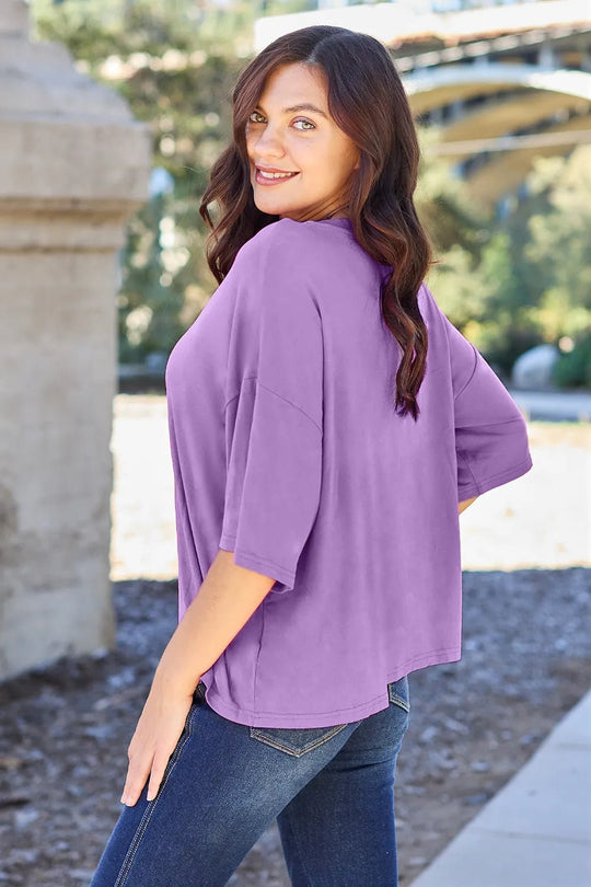 Basic Bae Bamboo Full Size Round Neck Drop Shoulder T-Shirt - Absolute Discounts