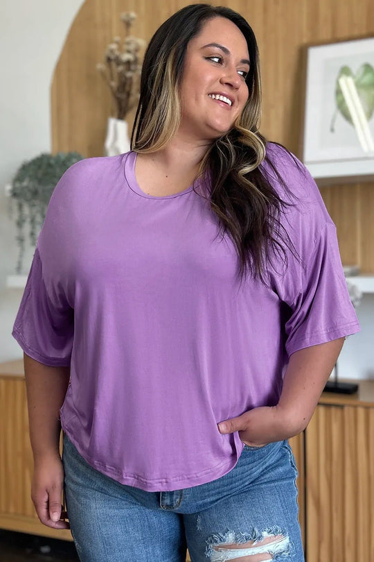 Basic Bae Bamboo Full Size Round Neck Drop Shoulder T-Shirt - Absolute Discounts