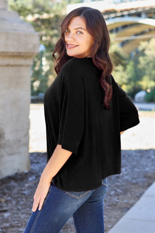 Basic Bae Bamboo Full Size Round Neck Drop Shoulder T-Shirt - Absolute Discounts