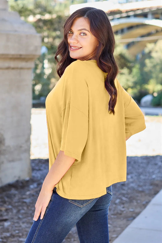 Basic Bae Bamboo Full Size Round Neck Drop Shoulder T-Shirt - Absolute Discounts