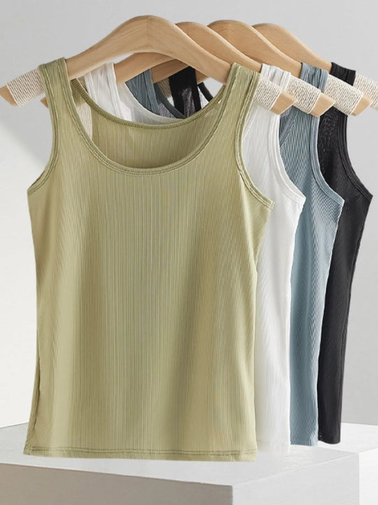 Plus Size Ribbed Scoop Neck Tank Top - Absolute Discounts