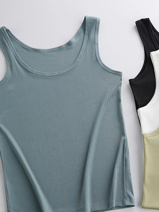 Plus Size Ribbed Scoop Neck Tank Top - Absolute Discounts