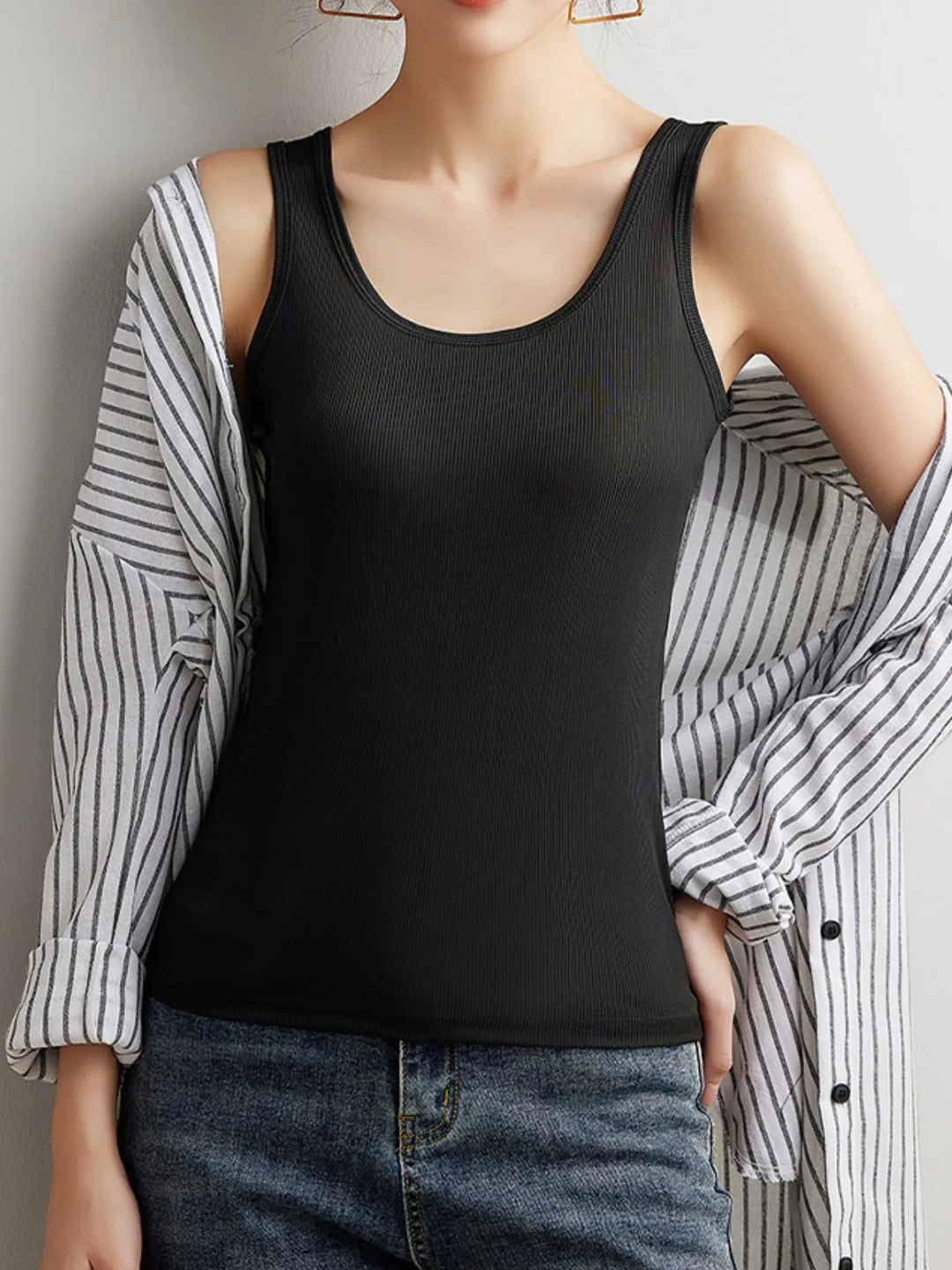 Plus Size Ribbed Scoop Neck Tank Top - Absolute Discounts
