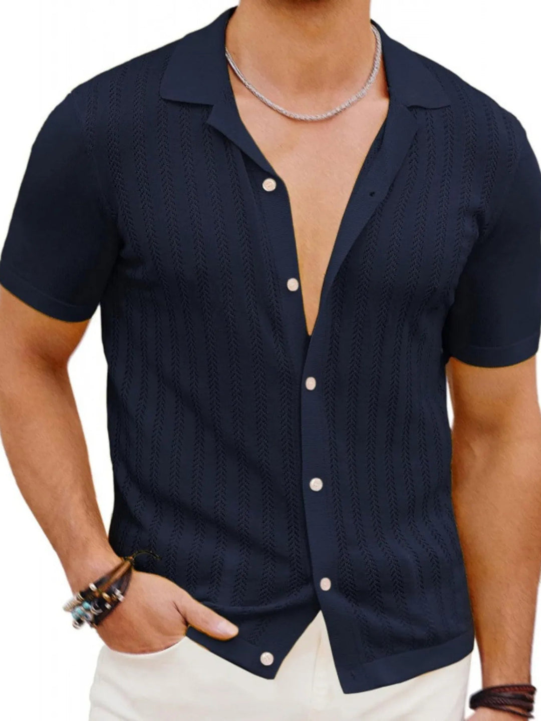 Men's Full Size Button Detail Short Sleeve Shirt Plus Size - Absolute Discounts