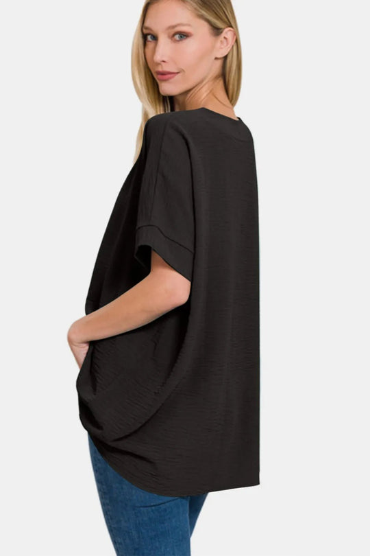 Zenana Full Size V - Neck Short Sleeve Top - Absolute Discounts