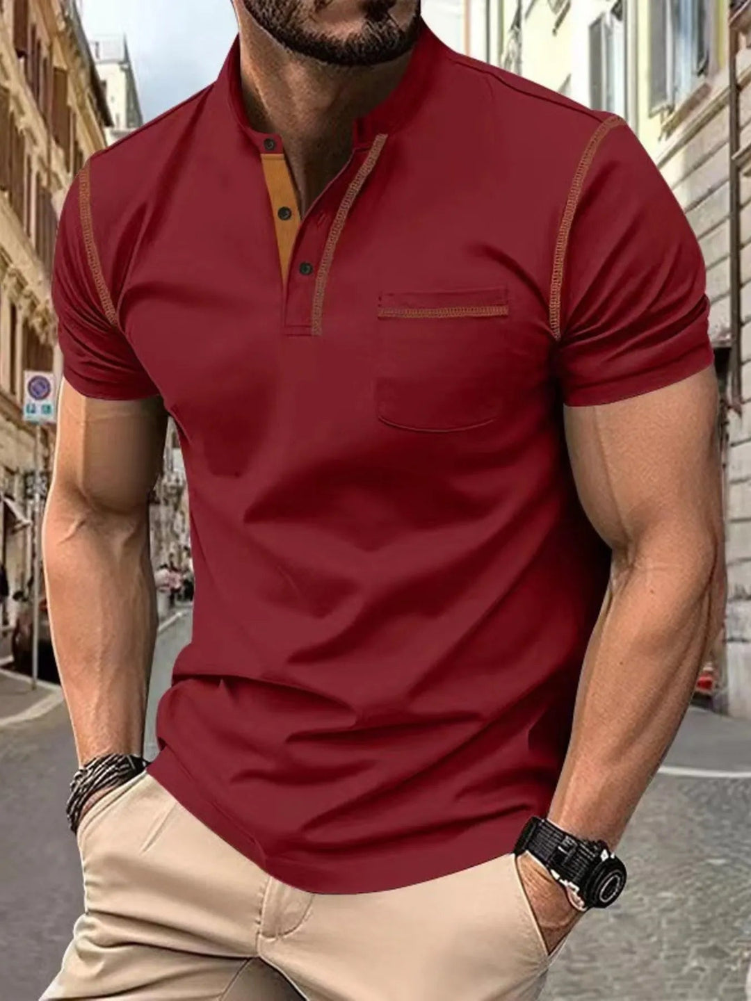 Men's Plus Size Button Detail Short Sleeve Polo - Absolute Discounts