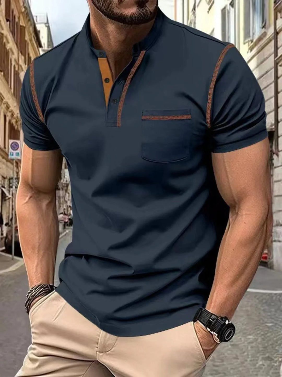 Men's Plus Size Button Detail Short Sleeve Polo - Absolute Discounts