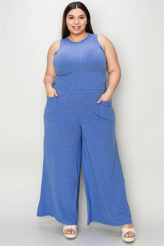 Basic Bae Full Size Ribbed Tank and Wide Leg Pants Set - Absolute Discounts