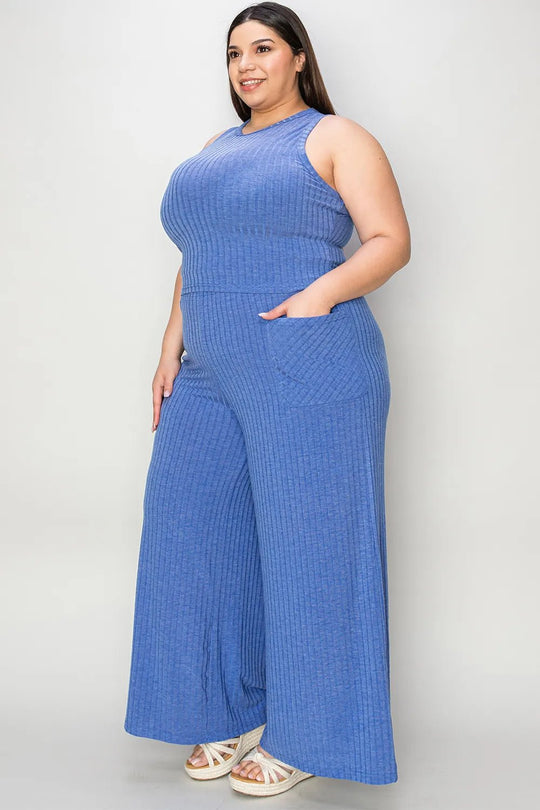 Basic Bae Full Size Ribbed Tank and Wide Leg Pants Set - Absolute Discounts