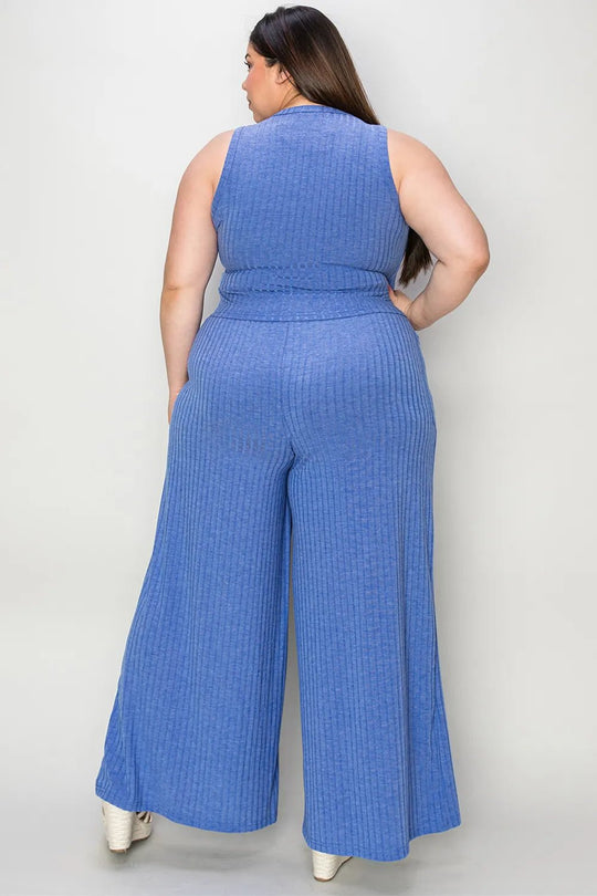 Basic Bae Full Size Ribbed Tank and Wide Leg Pants Set - Absolute Discounts