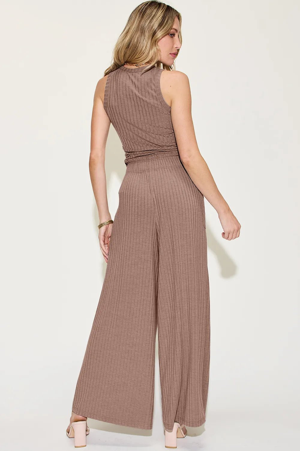 Basic Bae Full Size Ribbed Tank and Wide Leg Pants Set - Absolute Discounts
