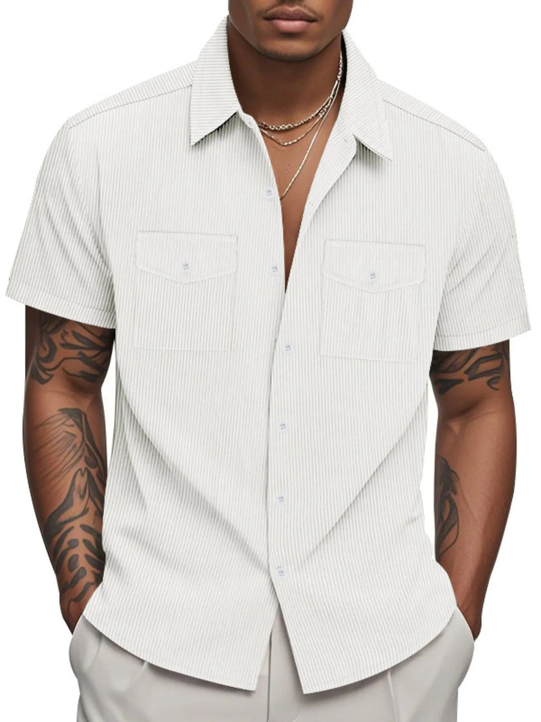 Men's Full Size Button Up Short Sleeve Shirt Plus Size - Absolute Discounts