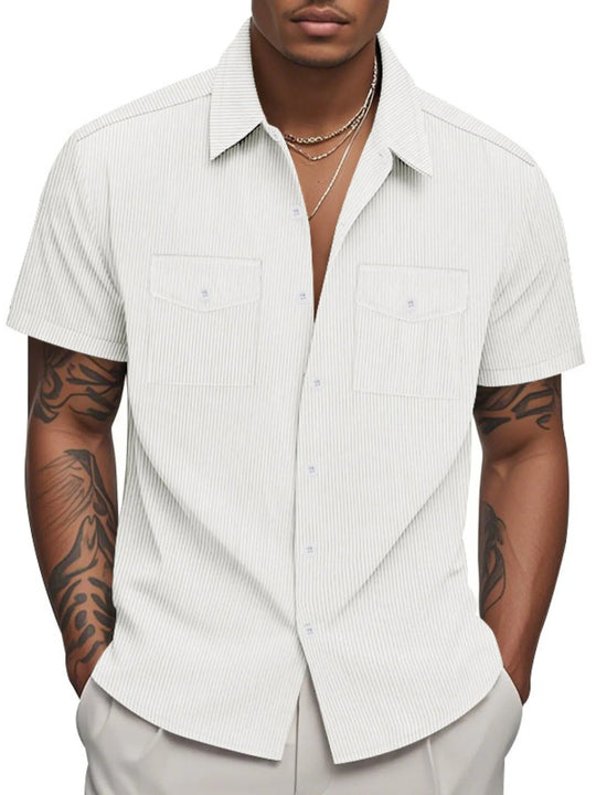 Men's Full Size Button Up Short Sleeve Shirt Plus Size - Absolute Discounts