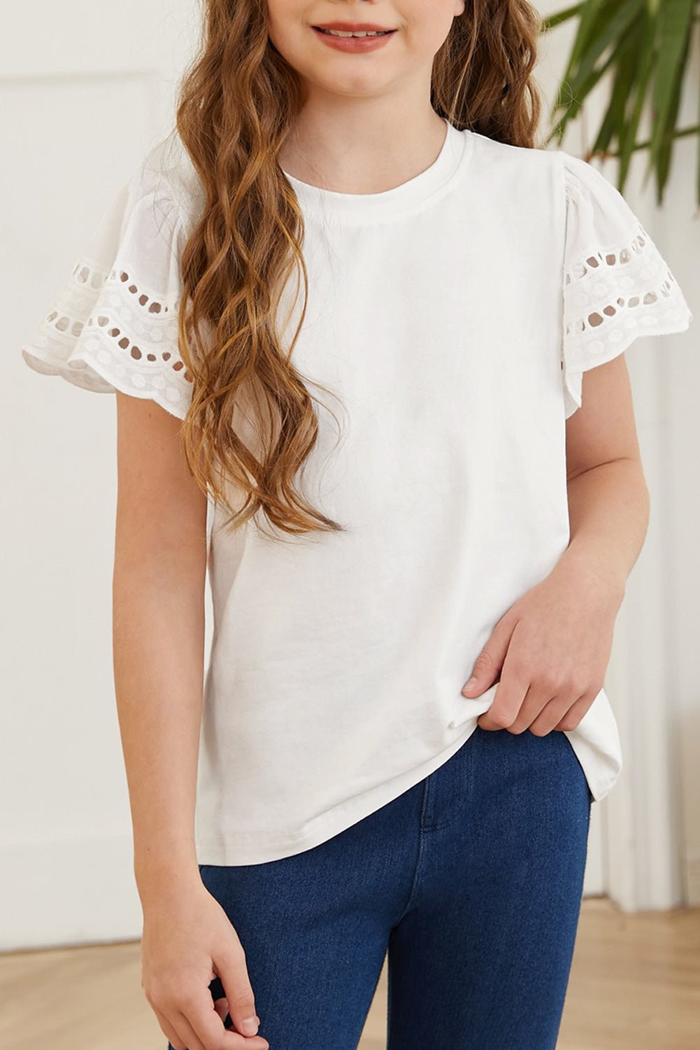 Round Neck Flutter Sleeve T-Shirt - Absolute Discounts