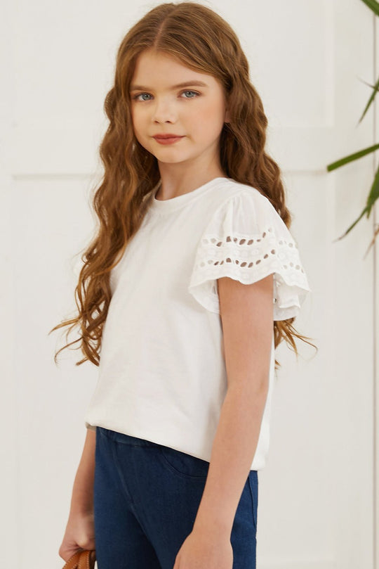 Round Neck Flutter Sleeve T-Shirt - Absolute Discounts
