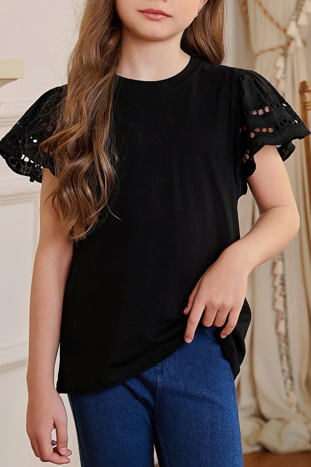 Round Neck Flutter Sleeve T-Shirt - Absolute Discounts
