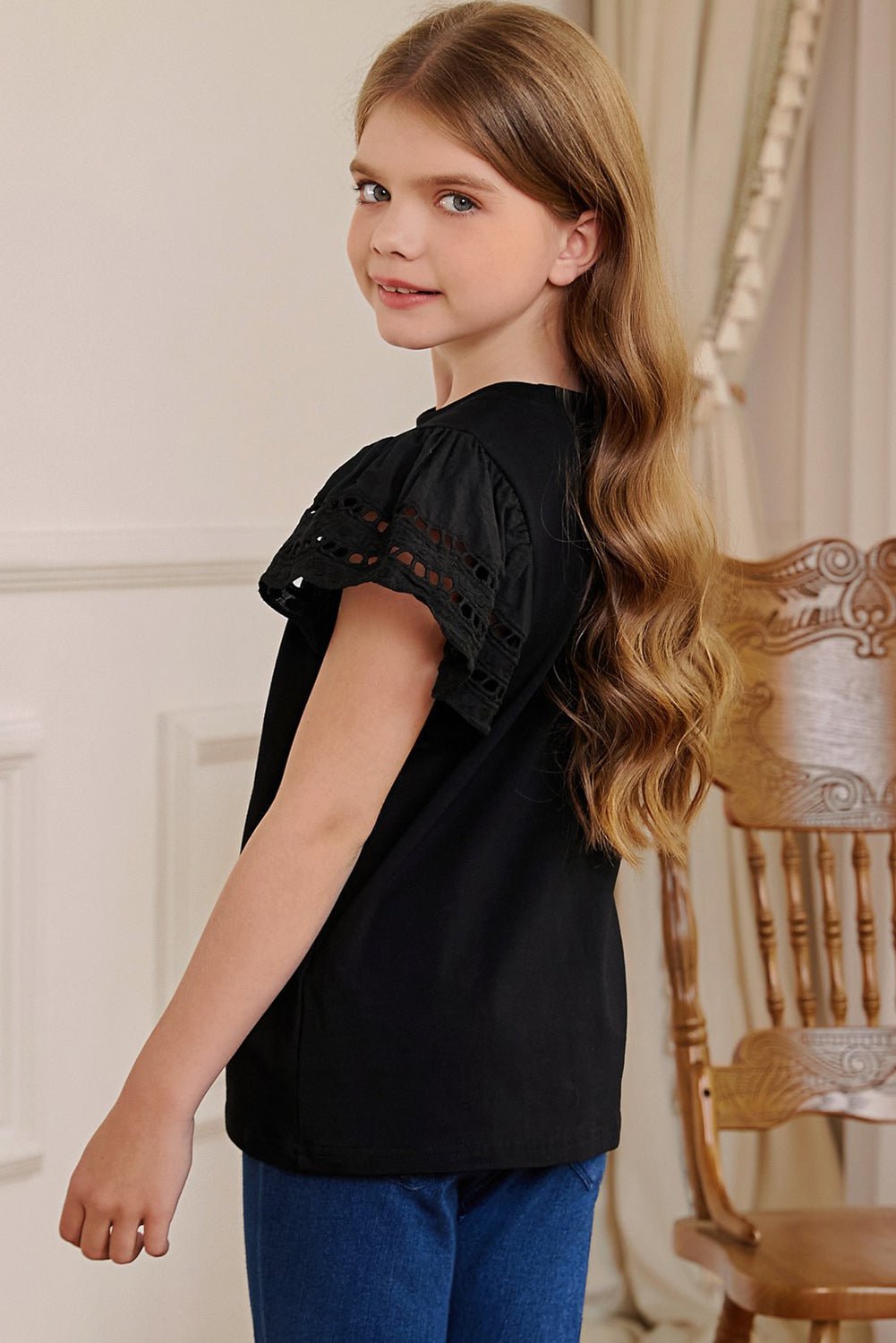 Round Neck Flutter Sleeve T-Shirt - Absolute Discounts
