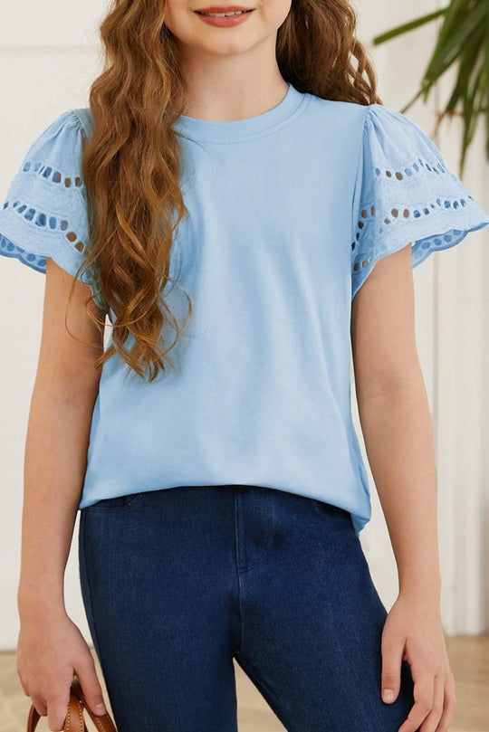 Round Neck Flutter Sleeve T-Shirt - Absolute Discounts