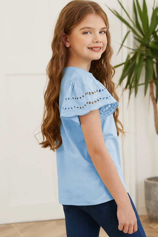 Round Neck Flutter Sleeve T-Shirt - Absolute Discounts