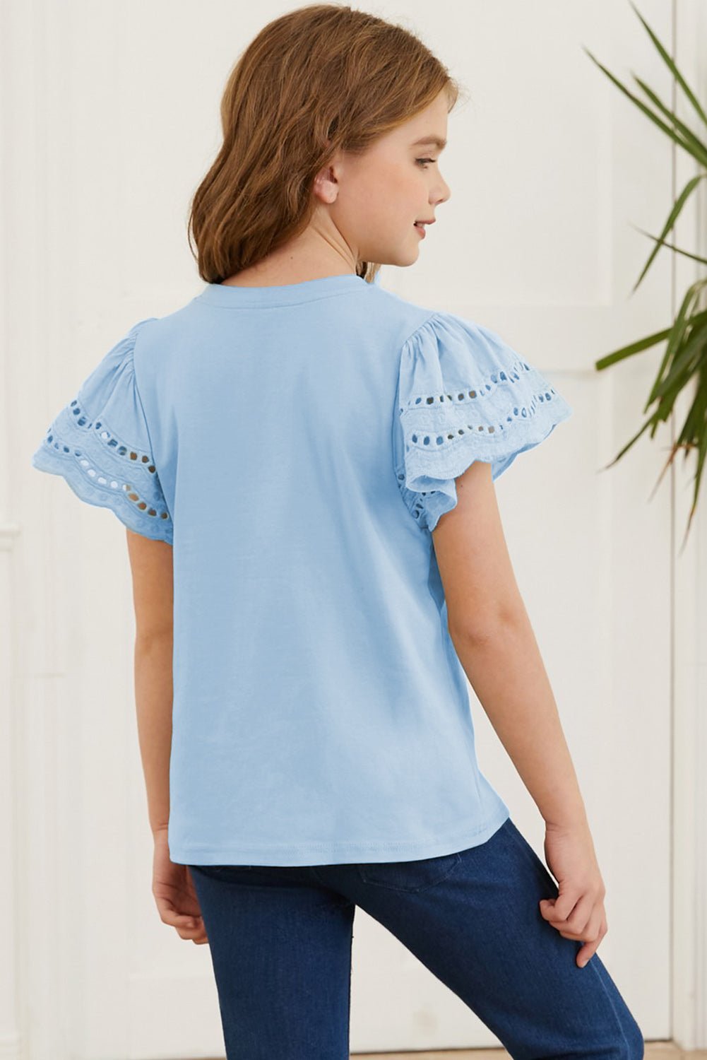 Round Neck Flutter Sleeve T-Shirt - Absolute Discounts