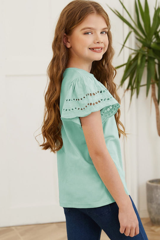 Round Neck Flutter Sleeve T-Shirt - Absolute Discounts