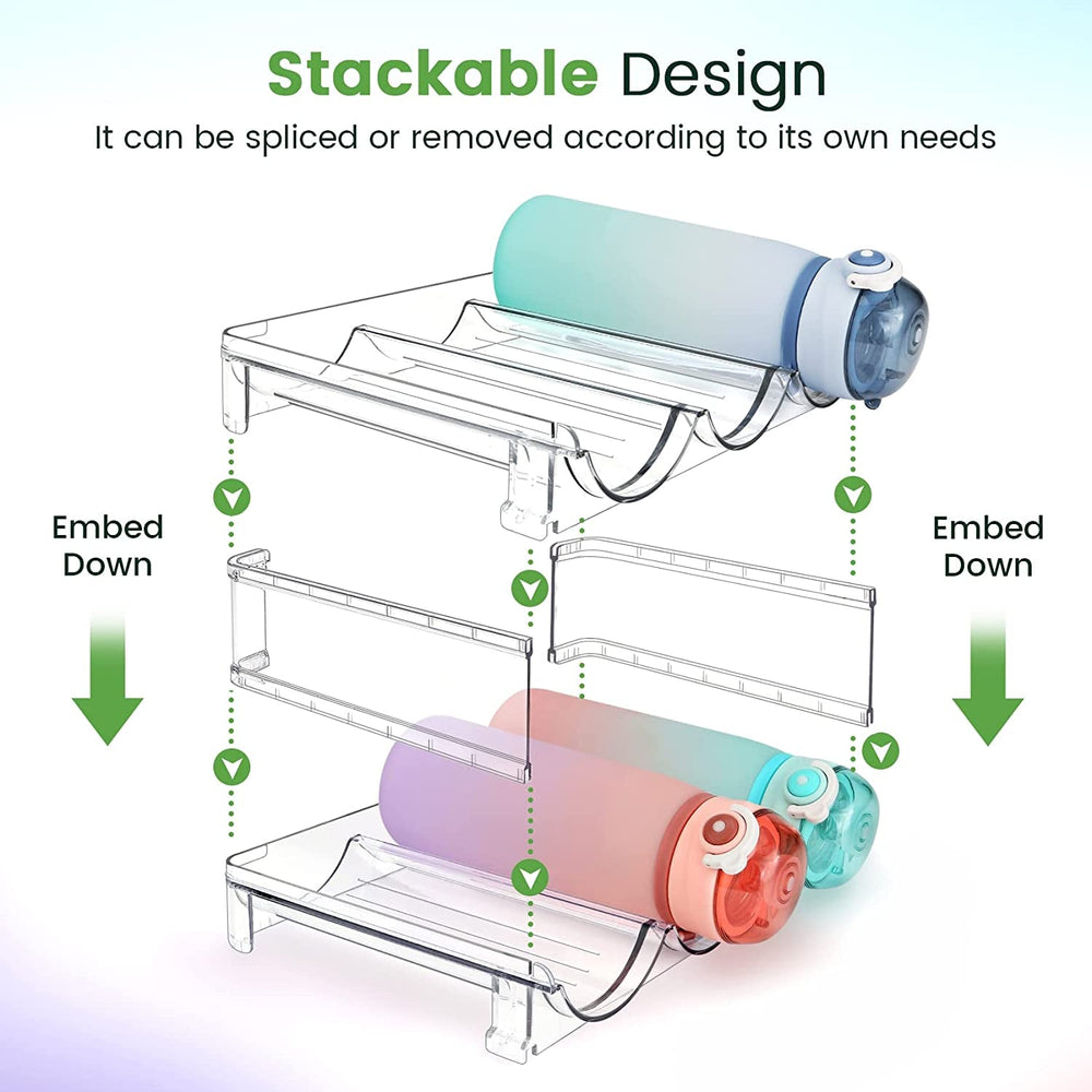 Water Bottle Organizer for Cabinet, Water Bottle Storage Organizer, 2 Packs Water Bottle Storage Rack, Water Bottle Holder for Cabinet, Stackable Water Bottle Storage Rack - Absolute Discounts