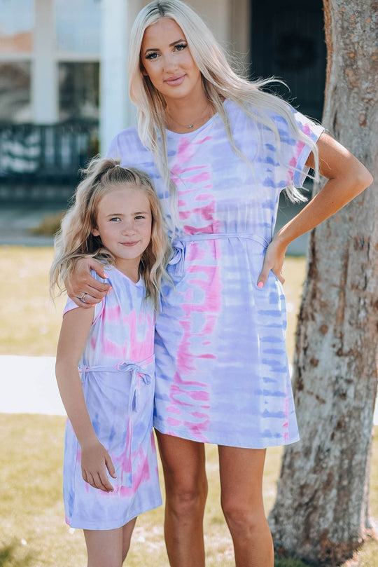 Women Tie - Dye Belted T-Shirt Dress - Absolute Discounts