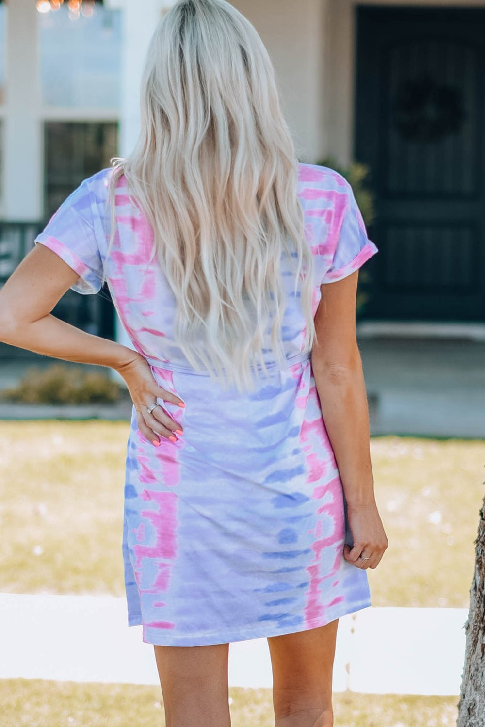 Women Tie - Dye Belted T-Shirt Dress - Absolute Discounts